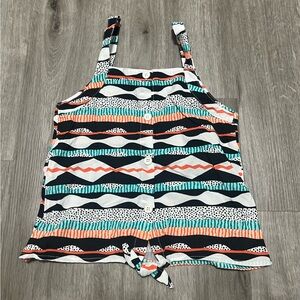 Fabkids knotted pattern tank w/ teal,‎ black, & orange, size S (6/7)